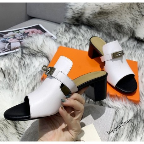 Brand Slippers with block heels